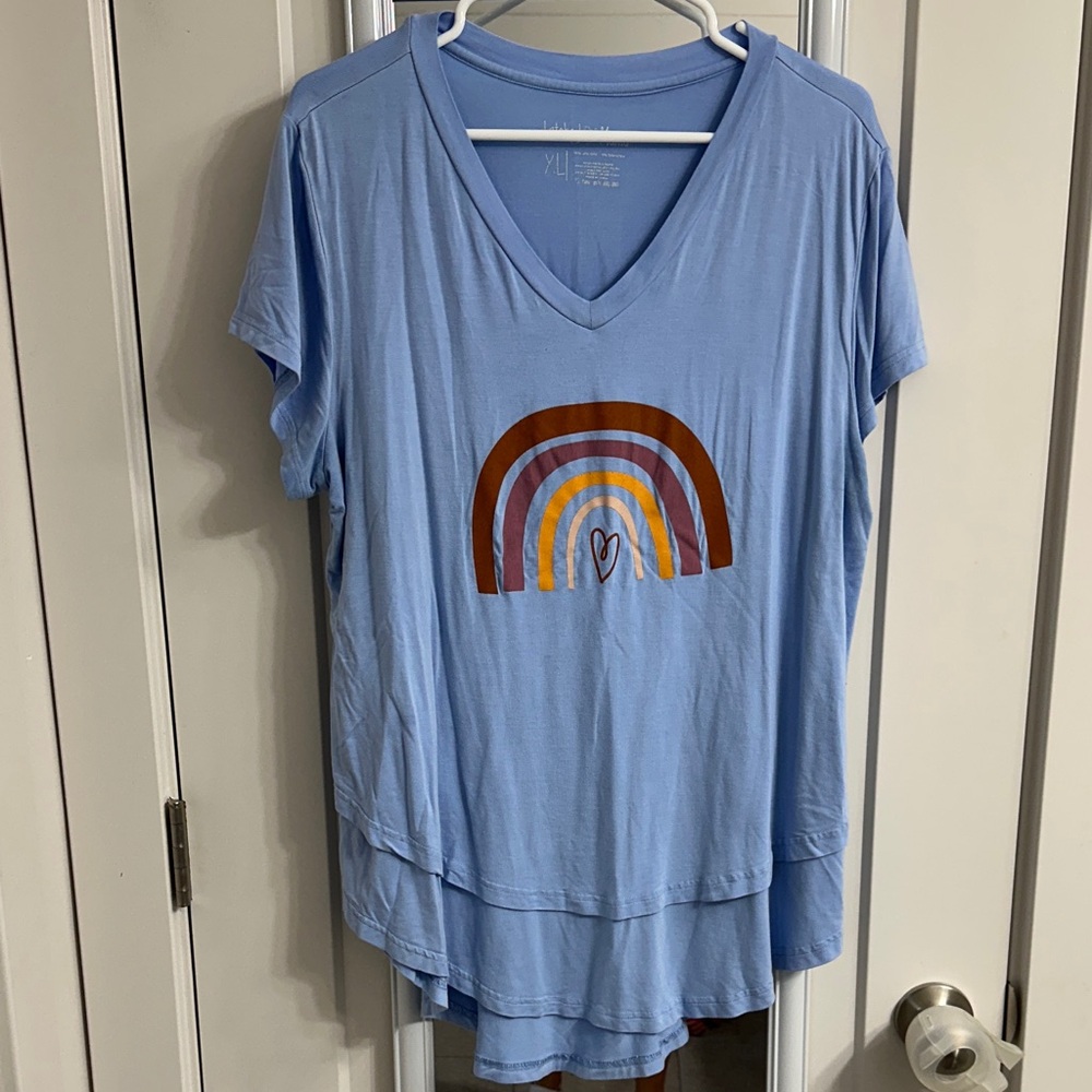 Light Blue Rainbow Graphic Nursing Tee
